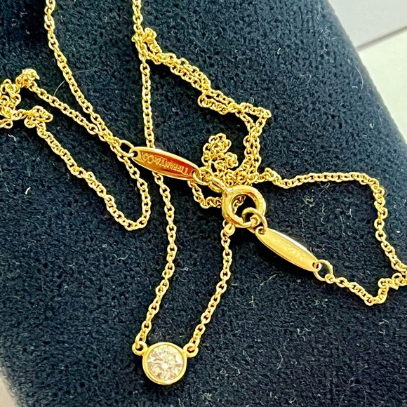 TIFFANY & CO / ELSA PERETTI 18K GOLD DIAMOND BY THE YARD PENDANT NECKLACE .24CT - Picture 6 of 12